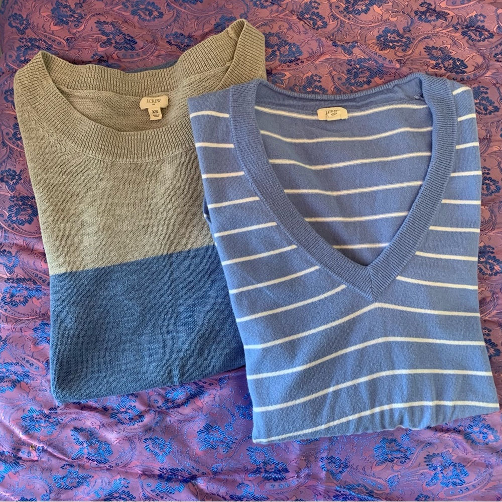 Two J. Crew Factory Periwinkle Sweaters - Picture 2 of 13